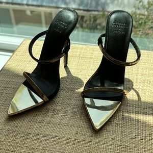 Michael Costello x Revolve Black and Gold Heels
